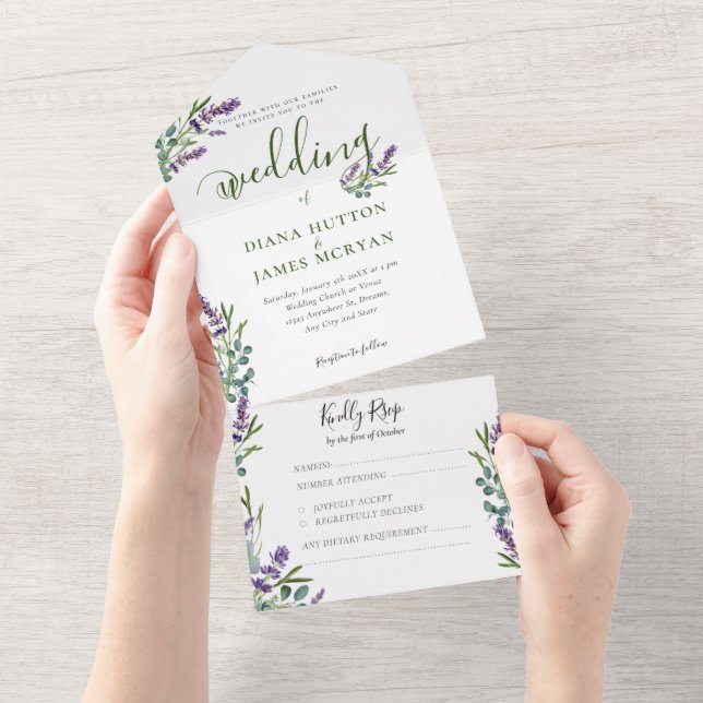 Casamento de Caligrafia com Lavanda verde elegante (Tearaway)