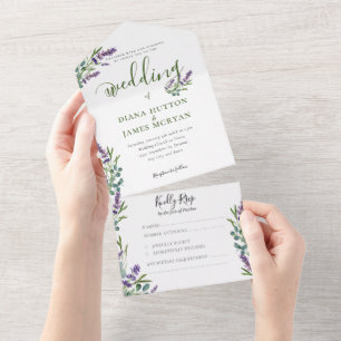 Casamento de Caligrafia com Lavanda verde elegante