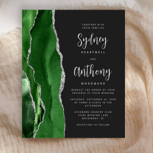 Casamento de Caligrafia de Agata Verde de Prata