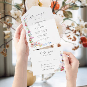 Casamento de Caligrafia de Flor Silvestre Boho Aqu