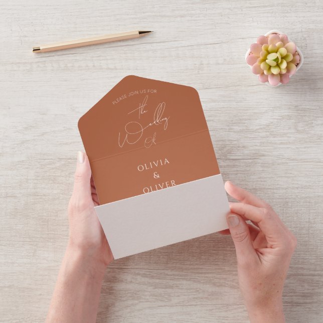 Casamento de caligrafia de terracotta com monogram (Vídeo)
