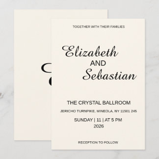 Casamento de Caligrafia em Creme Minimalista Elega