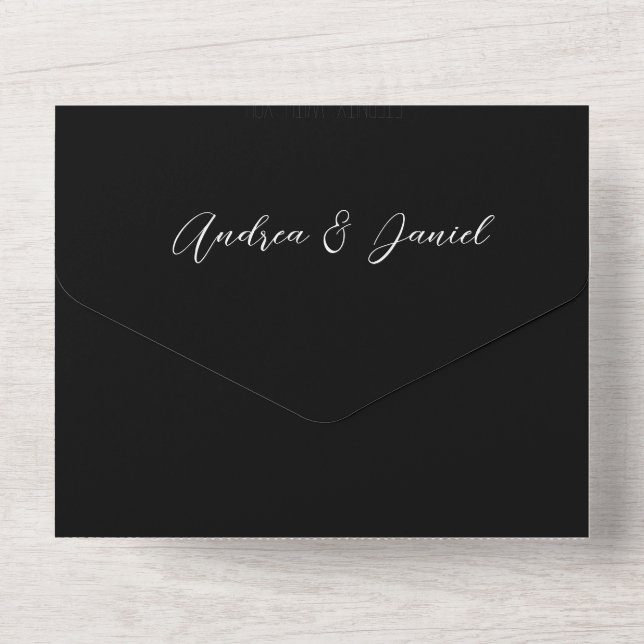 Casamento de Caligrafia em Marble Negro e Branco (Back)