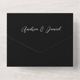 Casamento de Caligrafia em Marble Negro e Branco