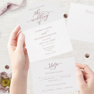 Casamento de Caligrafia em Rosa Dourado Elegante