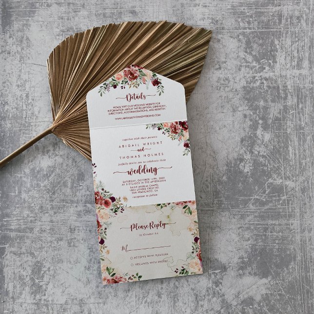 Casamento de Caligrafia Floral Rustic Summer (Criador carregado)