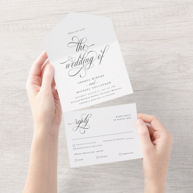 Casamento de Caligrafia Luxuosa e Elegante (Aba destacável)