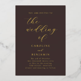 Casamento de Caligrafia Marrom Mocha Minimalista E