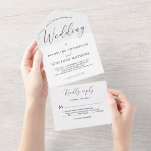 Casamento de Caligrafia Mínima Preta Delicada