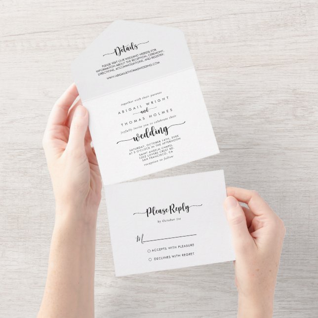 Casamento de caligrafia minimalista (Aba destacável)