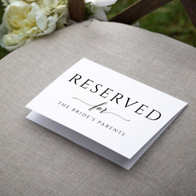 Casamento de Caligrafia Romântica com Cartão de Te (Elegant, Modern Simple Wedding Reserved Sign Tent Card for Tables or Chairs)