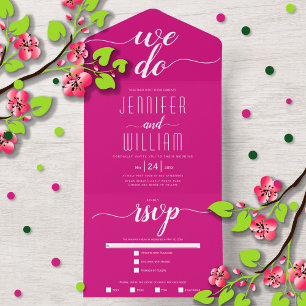 Casamento de caligrafia rosa magenta