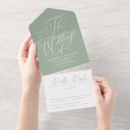 Casamento de Caligrafia Sage Green Elegante