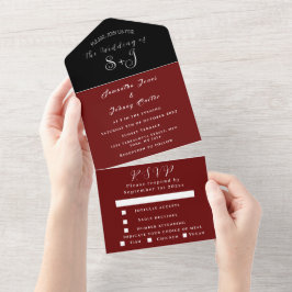 Casamento de Caligrafia Simples Black Burgundy