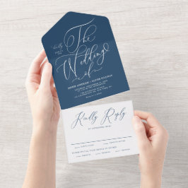Casamento de Caligrafia Whimsical Azul-marinho