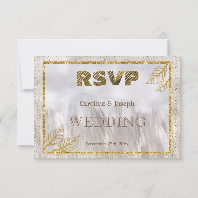 Casamento de Campo Glitter da RSVP de Ouro (Frente)
