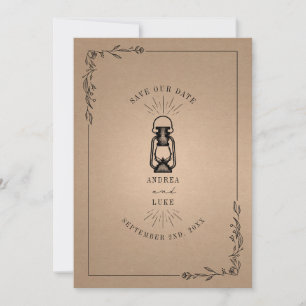 Casamento de Cartão de Lanterna Rústica Vintage