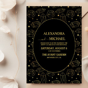 Casamento de Cartão Tarot Gótico Dourado Elegante