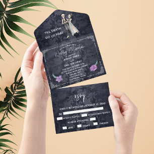 Casamento de Casais de Skeleton no outono de Hallo