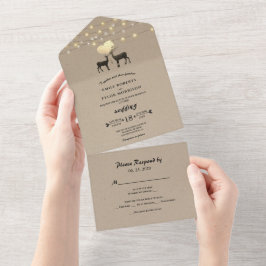 Casamento de Casal de Veado Florestal com Luzes de
