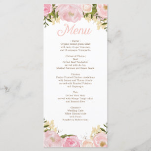 Casamento de Chá de panela de Menu Floral Rosa