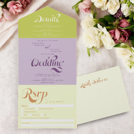 Casamento de chic com guião roxa verde-boho