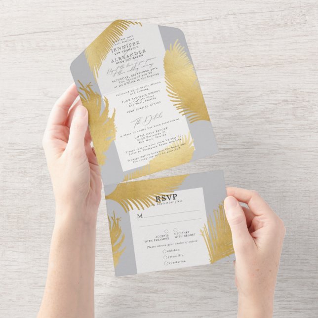 Casamento de Cinzas Douradas Tropicais de Palma Mo (Aba destacável)