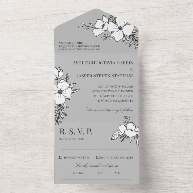 Casamento de cinzas e flores Bonito brancas (Inside)