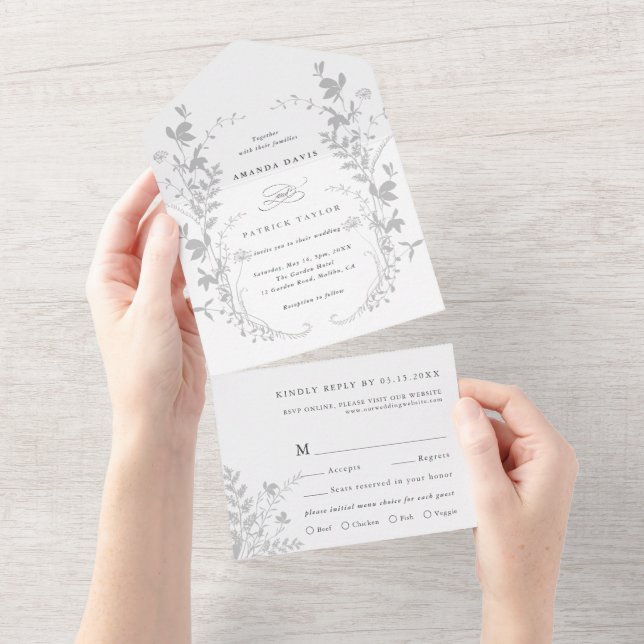 Casamento de cinzas e flores silvestres brancas Si (Tearaway)