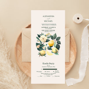 Casamento de Citrinos em Aquarela Rústica Convite 
