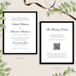 Casamento de Código QR Branco e Preto Clássico do