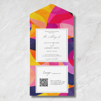 Casamento de código QR cor-de-rosa-quente com Abst