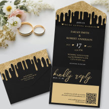 Casamento de Código QR de Dripe de Leitura Preto e