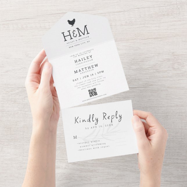 Casamento de Código QR de Folhagem de Fazenda Simp (Aba destacável)