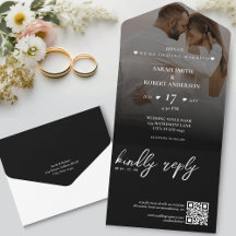 Casamento de Código QR de Foto Nova e Preta Simple