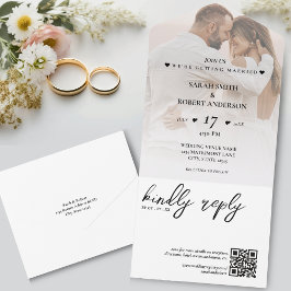 Casamento de Código QR de Foto Recém-casada Branca