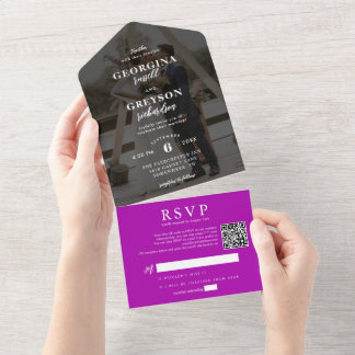 Casamento de Código QR de Foto RSVP Classy Magenta