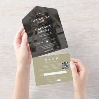 Casamento de Código QR de Foto RSVP Verde do Class