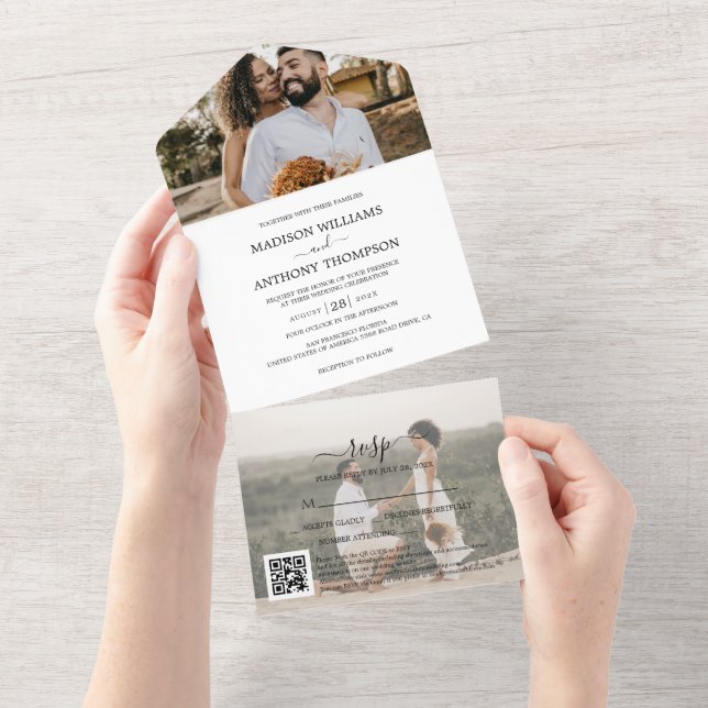 Casamento de Código Qr de Foto Simples 2 Elegante (Tearaway)