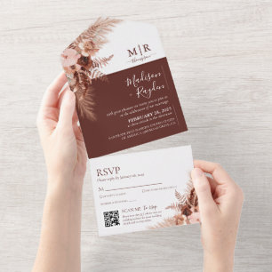 Casamento de Código QR de Laranja Queimado Sólido