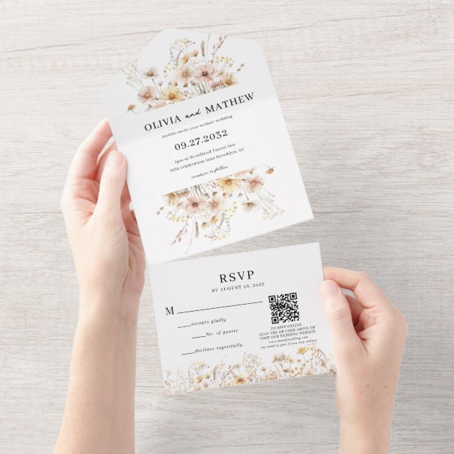 Casamento de Código QR de Marinha Rústica Branca (Aba destacável)