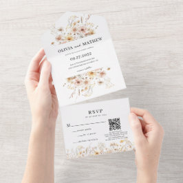 Casamento de Código QR de Marinha Rústica Branca