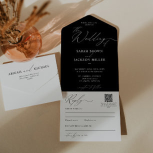 Casamento de Código QR de Script Moderno Elegante