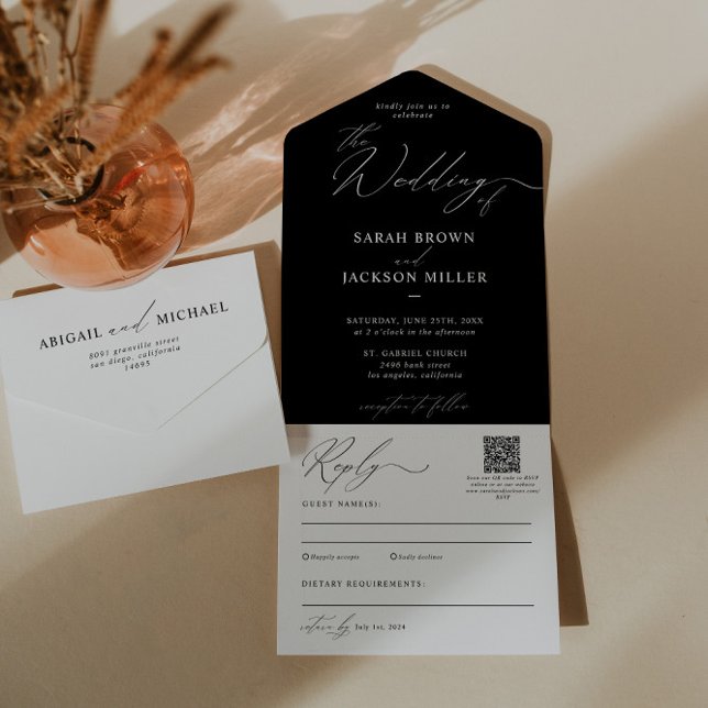 Casamento de Código QR de Script Moderno Elegante  (Criador carregado)