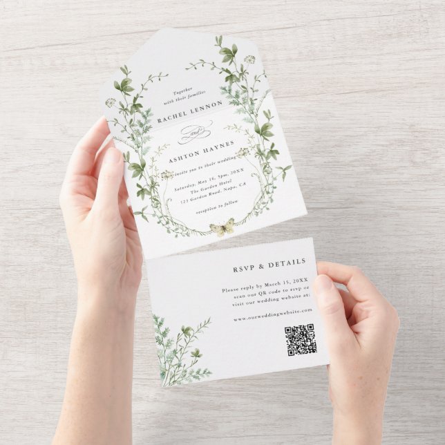 Casamento de Código QR de Vidraça Selvagem Elegant (Aba destacável)
