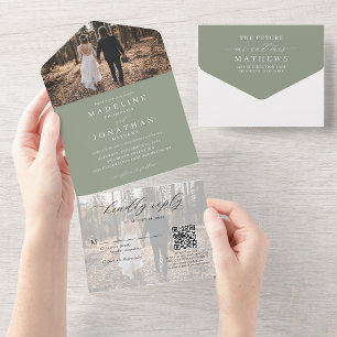 Casamento de Código QR do Classic Elegant Sage Gre