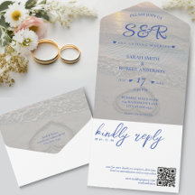 Casamento de Código QR do Coração de Praia Azul