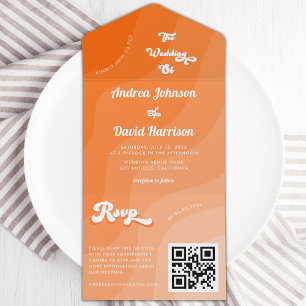 Casamento de Código QR do Groovy 70s com Onda Retr