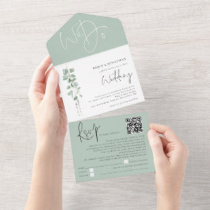 Casamento de Código QR do Script Eucalyptus Modern