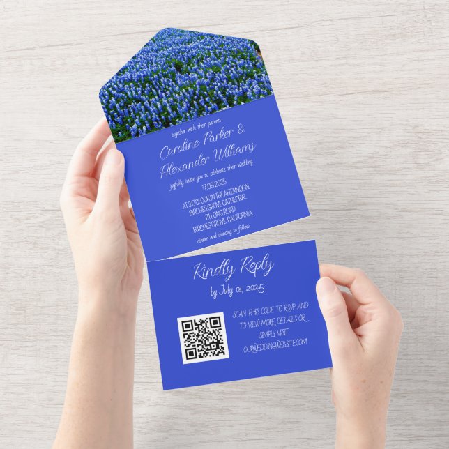 Casamento de Código QR Elegante Texano Elegante Bl (Aba destacável)